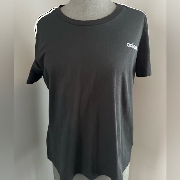 Adidas Black & White Striped Tee XL - Picture 2 of 10